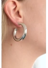 Halkalı Silver Renk Metal Bayan Küpe