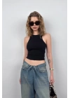 Halter Yaka Kolsuz Bluz