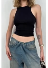 Halter Yaka Kolsuz Bluz