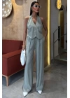 Halter Yaka Yelekli Modal Takım 10144