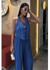 Halter Yaka Yelekli Modal Takım 10144