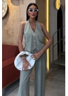 Halter Yaka Yelekli Modal Takım 10144