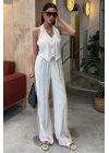 Halter Yaka Yelekli Modal Takım 10144