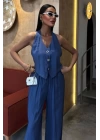 Halter Yaka Yelekli Modal Takım 10144