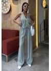 Halter Yaka Yelekli Modal Takım 10144
