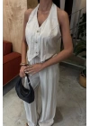 Halter Yaka Yelekli Modal Takım 10144