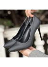 Hillar Siyah Saten Stiletto Ayakkabı
