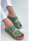 İces Yeşil Nubuk Terlik