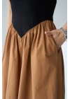 İki Renkli Elbise - Siyah-Taba