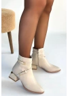 İnay Bej Cilt Topuklu Bot