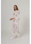 İşlemeli Oversize Pantolon - Beyaz