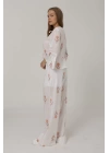 İşlemeli Oversize Pantolon - Beyaz