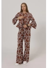 İşlemeli Oversize Pantolon - Kahve