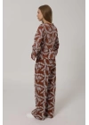 İşlemeli Oversize Pantolon - Kahve