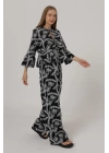 İşlemeli Oversize Pantolon - Siyah