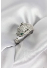Jaguar Model Gümüş Renk Zirkon Taşlı Kadın Yüzük