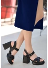 Jaina Siyah Cilt Topuklu Sandalet
