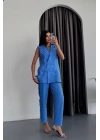 JAKAR KUMAŞ YELEK - PANTOLON TAKIM - Mavi