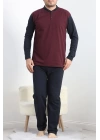 Jakarlı Erkek Pijama Takımı Bordo1 - 40064.1838.