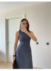 Jeans Kot Uzun Elbise - Lacivert