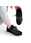 Jeat Siyah Nubuk Bağcıklı Spor Ayakkabı