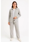Kadife Oversize Takım – Gömlek Ve Pantolon İkili Set Füme Corduroy Şıklığı, Rahat Ve Zarif Duruş Yumuşak Dokulu Kadife Kumaş, Düğmeli Gömlek Üst Ve Lastikli Pantolon Alt Parça Ile Gün Boyu Konfor- Gri