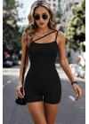 Kadın Asimetrik Askılı Mini Kaşkorse Bodycon Tulum