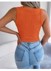 Kadın Askılı Bisiklet Yaka Güpüs Dekolteli Triko Crop Bluz