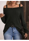 Kadın Askılı Iki Omuzu Açık Salaş Yün Viskon Bluz