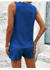 Kadın Askılı Kolsuz V Yakalı önden Düğmeli Bürümcük Bluz Ve Short Ikili Takım