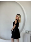 Kadın Askılı Soğuk Omuz Detaylı Modal Elbise