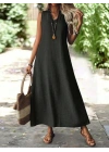 Kadın Askılı V Yakalı Uzun Elbise