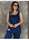 Kadın Askılı Yuvarlak Yaka Viskon Iki Iplik Bluz Ve Eşofman Altı Ikili Takım