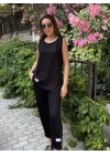 Kadın Askılı Yuvarlak Yaka Viskon Iki Iplik Bluz Ve Eşofman Altı Ikili Takım