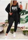 Kadın Askılı Yuvarlak Yaka Yazılı Viskon Iki Iplik Bluz Ceket Ve Pantolon 3lü Takım