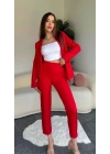 Kadın Atlas Kumaş Ceket Pantolon Takım