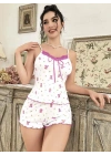Kadın Ayıcık ve Çiçek Desenli Şortlu Gecelik Takım 5113