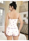 Kadın Ayıcık ve Çiçek Desenli Şortlu Gecelik Takım 5113