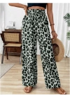 Kadın Beli Lastikli Leopar Desen Süprem Pantolon
