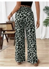 Kadın Beli Lastikli Leopar Desen Süprem Pantolon