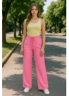 Kadın Beli Lastikli Pol Paça Pantolon
