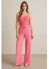 Kadın Beli Lastikli Pol Paça Pantolon