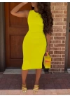 Kadın Bodycon Midi Boy Dalgıç Elbise