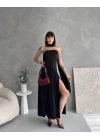 Kadınboğaz Kolsuz Maxi Boy Kalem Elbise