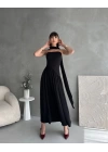 Kadınboğaz Kolsuz Maxi Boy Kalem Elbise