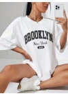 Kadın Brooklyn New York Baskılı Oversize Tshirt