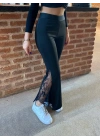 Kadın Dantel Eklemeli Ispanyol Paça Scuba Tayt Pantalon