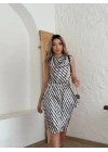 Kadın Degaje Yaka önden çapraz Detay Saten Midi Elbise