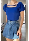 Kadın El Emeği Krep Kumaş Kare Yaka Askılı Bluz