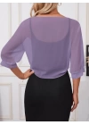 Kadın Fakir Kollu önden Bağlamalı Kısa şifon Bolero Ceket